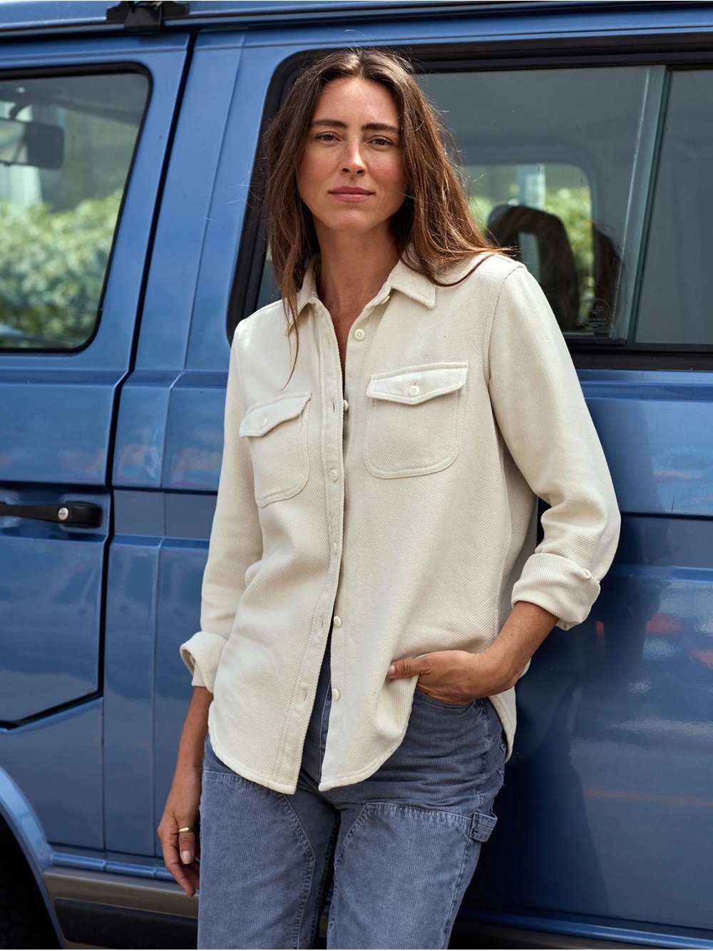 Outerknown Women's Chroma Blanket Shirt In Ecru Size Medium